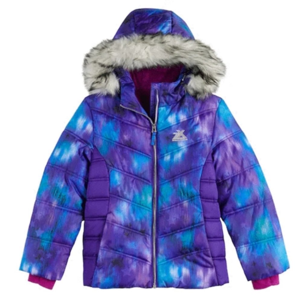 ZeroXposur Violet Print Purple Pink Puffer Winter Jacket Size 4/5